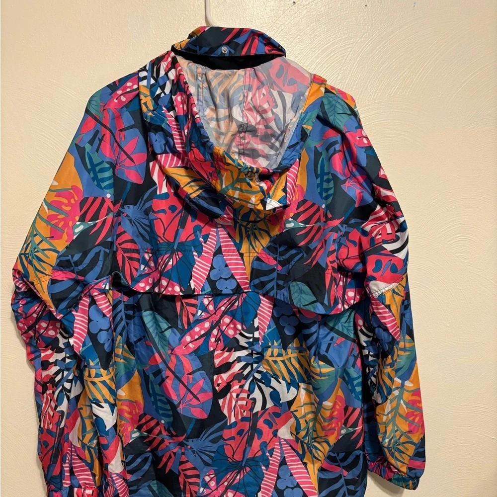 Lauren James XL Tropical Leaf Print Hooded Pullover Windbreaker Jacket - Picture 6 of 6